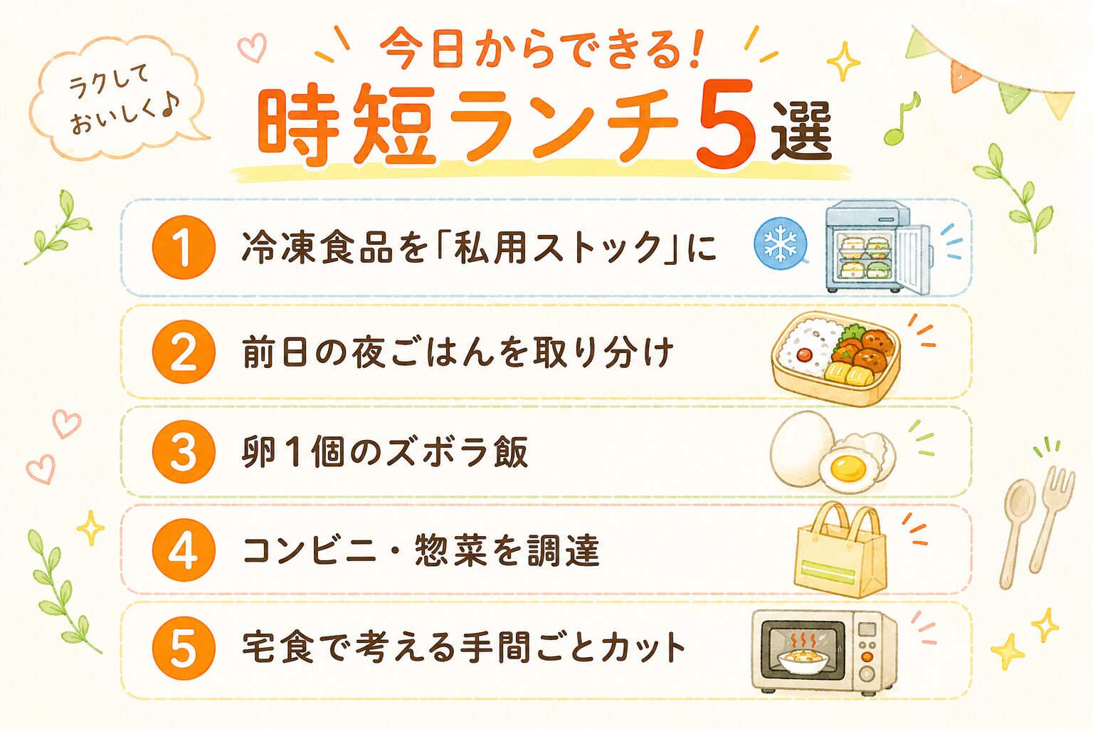 今日からできる時短ランチ5選